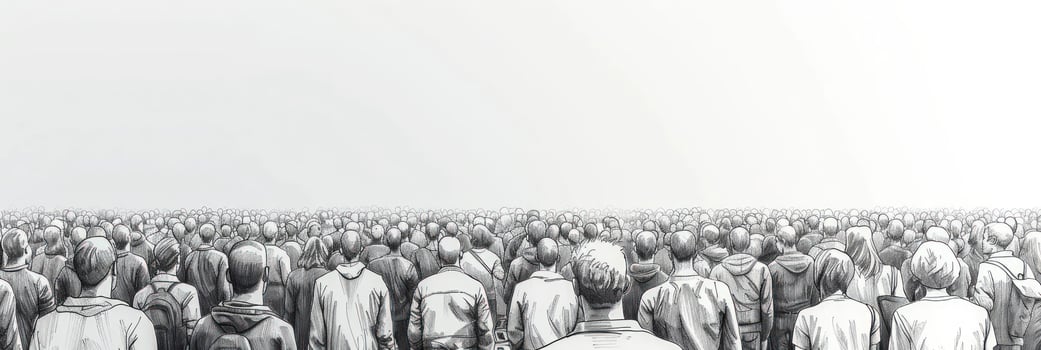 Crowd of people illustration monochromatic sketch style group representation photo