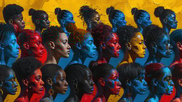 Diverse people artistic group portrait vivid colors photo