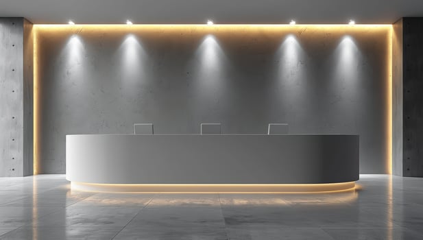 Minimalist reception desk modern interior architecture design photo