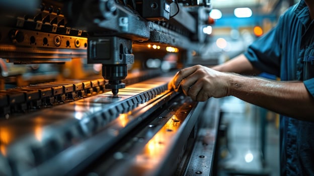 Industrial manufacturing metal forming machine in factory production photo