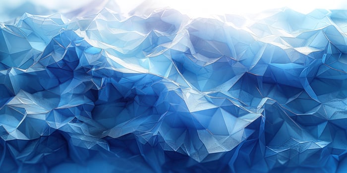 Abstract crystalline structure with polygonal geometric pattern in blue hues photo