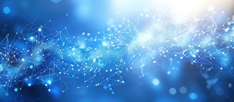 Abstract technology network background with connections and bokeh lights photo