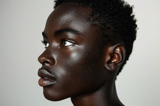 Person portrait dark skin profile beauty health studio shot photo