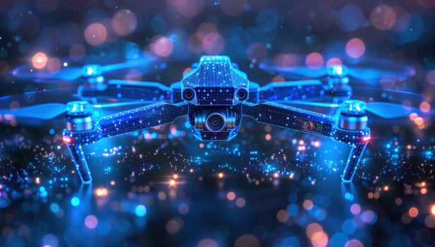 Futuristic drone technology aerial photography and digital innovation photo
