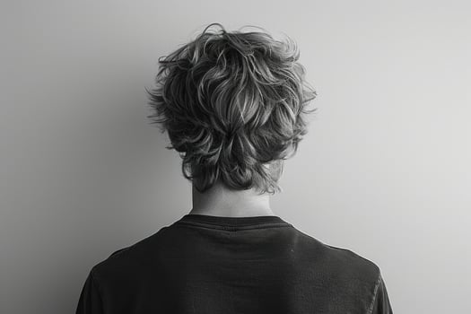 Person back view hairstyle in monochrome simplicity photo