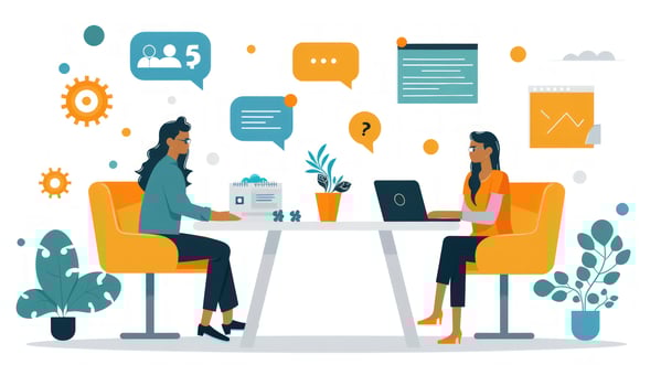 Business collaboration women discuss ideas at office table illustration photo