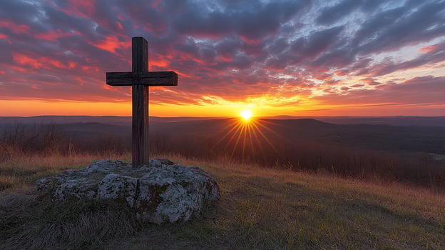 A cross on a hill photo