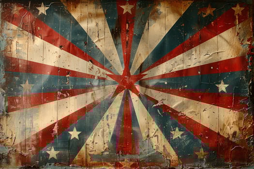 Vintage distressed backdrop with stars and stripes radial pattern photo