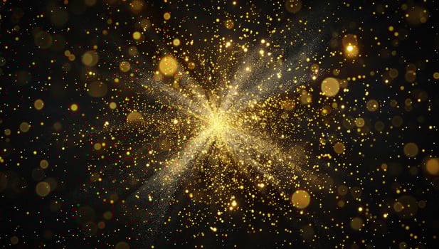 Golden glitter burst abstract background photo