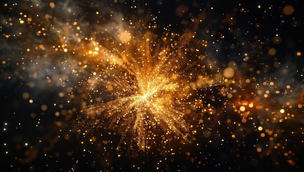 Golden light particle burst abstract festive background photo