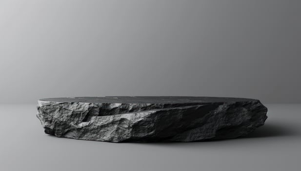 Jagged rock product display stand on neutral grey background with copy space photo