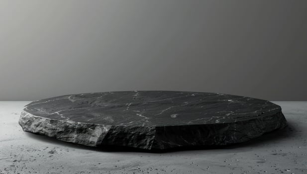 Black stone slab product display platform for visual marketing and presentation background photo
