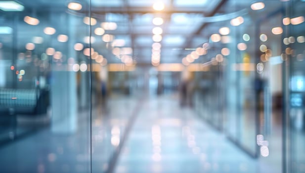 Modern office space blurred glass partitions and light design photo
