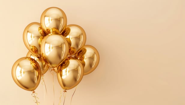 Golden balloons cluster celebration festive decoration background photo