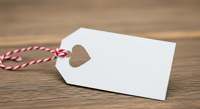 White tag with rope. Cardboard label, paper sale or gift empty sticker photo