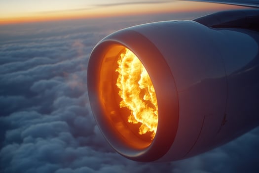 A jet engine with flames coming out of it photo
