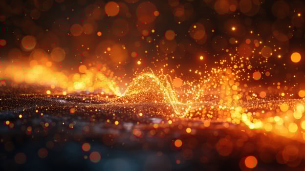 Abstract glowing particle wave background with bokeh effect photo