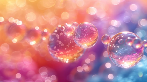 Abstract spheres background with colorful light and bokeh effect photo