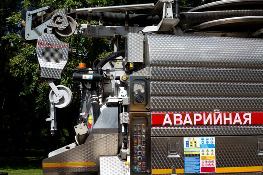 Moscow, Russia, August 6, 2025. Emergency water service truck with special equipment from Cappellotto. Industrial vehicle for cleaning sewers and air ducts photo