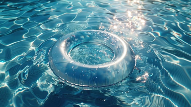 Inflatable ring floating on water ripples photo