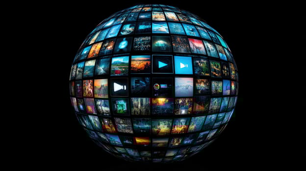 A sphere composed of numerous clips, symbolizing the vastness of the internet and the interconnectedness of the world. photo