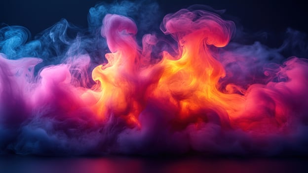 Abstract colorful smoke on dark background. photo