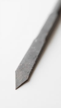 A close up of a knife on a white surface photo