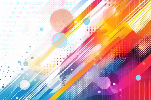 Abstract colorful background with diagonal stripes, dots, and circles. photo
