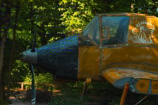 A plane that is painted yellow photo