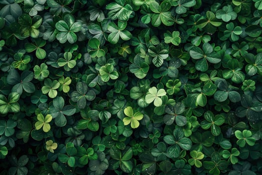 A closeup view of a lush green clover patch, showcasing the intricate details of the leaves. photo