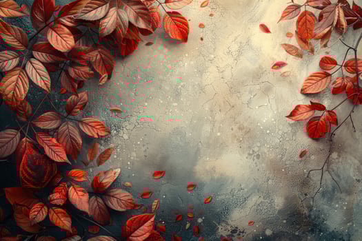 Autumn leaves on a grunge background with copy space. photo