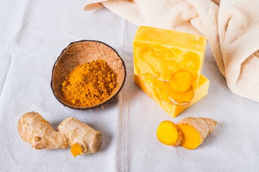 Organic Moisturizing Turmeric Soap Bars on Table photo