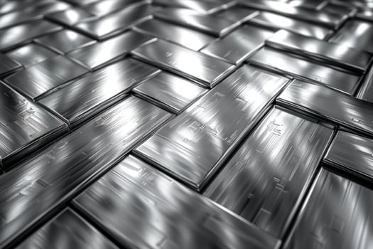 Abstract closeup of a metallic woven texture with a herringbone pattern. photo