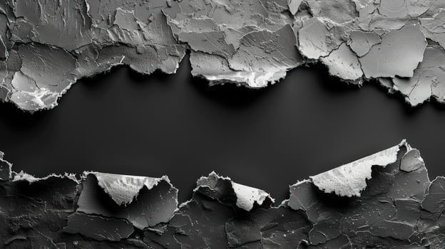 Abstract black and white ripped paper background with copy space. photo