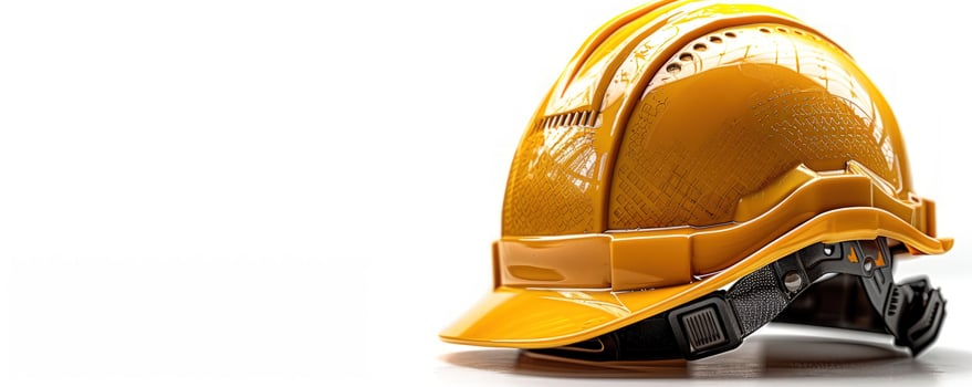 Yellow hard hat on white background. photo