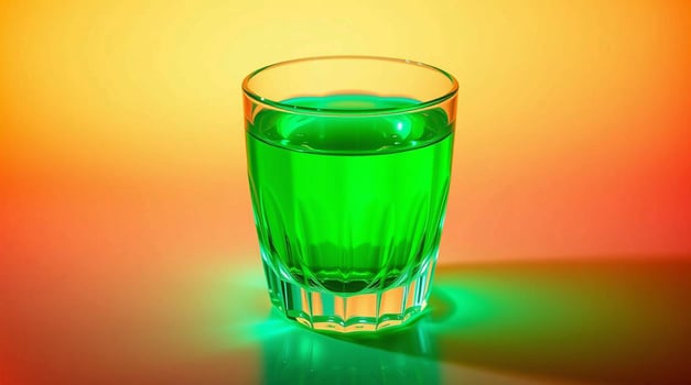 Vibrant Green Liquid in a Glass Beverages photo