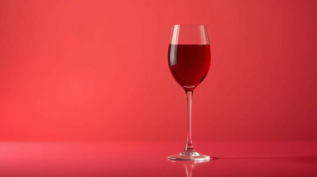 Glass of Red Wine on Red Background Elegant Beverage Photography for Menus Websites or Articles Related to Wine Tasting Winery or Romantic Events Beverages photo