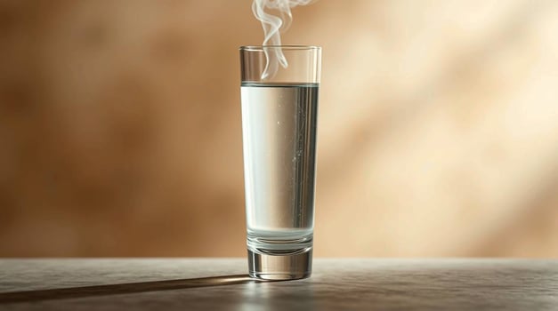Steam Rising from Glass of Water Abstract Minimalist Photo Beverages