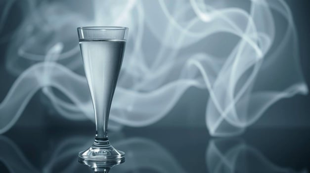 Elegant Glass of Water Abstract Smoke Background Cool Tones Minimalist Photography Beverages photo