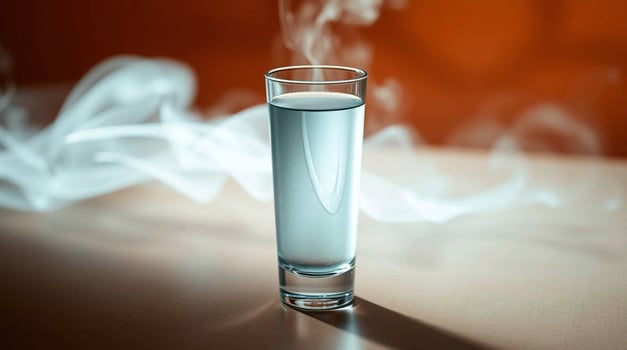 Glass of Water with Steam Abstract Background Beverages photo