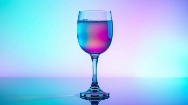 A glass of champagne on a colorful background photo