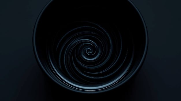 Abstract Dark Spiral in a Black Bowl A mesmerizing visual of a swirling vortex within a circular container perfect for backgrounds design elements or artistic projects Beverages photo