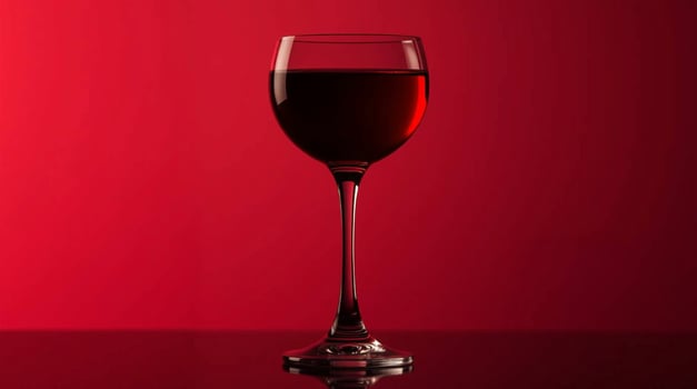 Red Wine Glass Against Crimson Background Elegant Beverage Photography Beverages photo