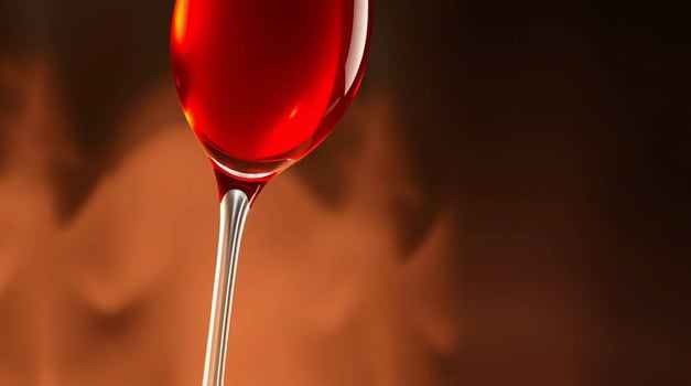A glass of red wine is sitting on a table photo