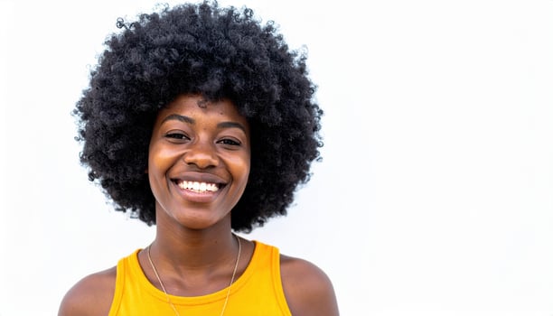A woman with an afro smile photo