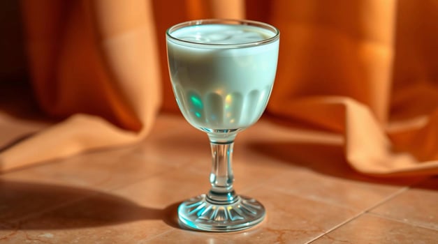 Creamy Milk Drink in Elegant Glassware Perfect for Refreshing Beverage or Dessert Content Beverages photo