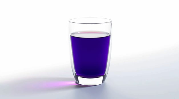 Glass of Purple Liquid Vibrant Color Clean Background Studio Shot Beverages photo