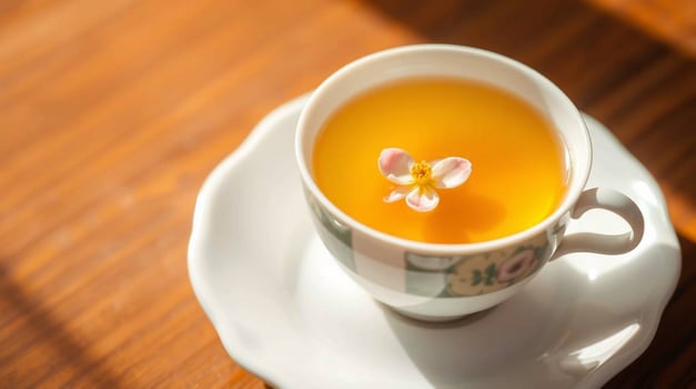 Closeup of a Teacup with Blossom Beverages photo