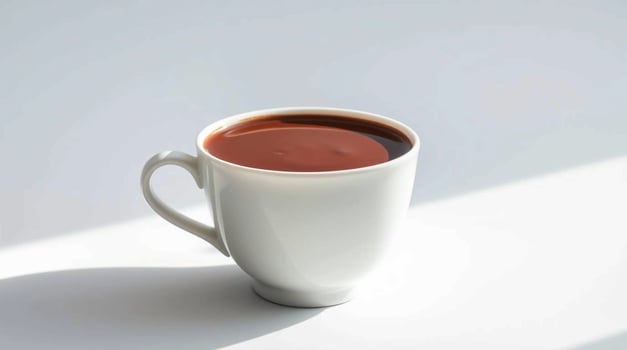 A cup of hot chocolate on a white surface photo