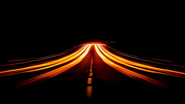 Night road with light trails. photo